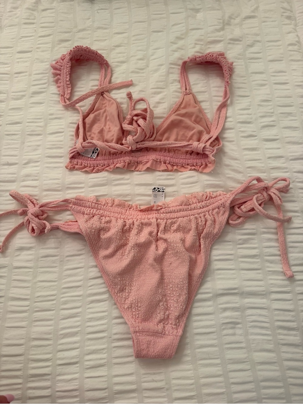 ASOS Ruffled Triangle Bikini Top - Pink Size 12 - Picture 5 of 7